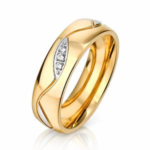 18K Gold Plated Titanium Steel Women's <b>Opening</b> <b>Ring</b>-Romantic Tarnish Free Engagement Band - Product Image 2