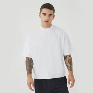 OEM Custom Logo 300GSM Streetwear Box Cut Tee <b>T</b> <b>Shirt</b> Heavyweight <b>Cropped</b> Top <b>T</b> <b>Shirt</b> Graphic Cotton Oversized Boxy <b>Fit</b> <b>T</b>-<b>Shirt</b> - Product Image 1