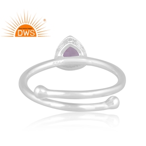 Bague empilable en argent sterling fin avec améthyste rose naturelle au design élégant – Fabricant de bijoux sur mesure - Product Image 4