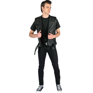 Nuevo diseño 2025 moda alta calidad otoño Casual cuero chaleco impermeable a prueba de viento botón personalizado motocicleta prendas de vestir exteriores hombres - Product Image 3