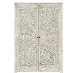 Solid Teak Wood Hand-Carved Freestanding Armoire Modern <b>Wardrobe</b> <b>Shelves</b> Drawers Storage Bedroom Apartment Use Java Wood - Product Image 5