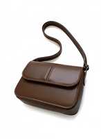 Sac bandoulière zippé en cuir véritable marron pour femme, style minimaliste avec rabat, sac à bandoulière vintage tendance, couleur bonbon, style anglais, à sangle unique