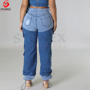 ชุดเสื้อผ้า2ชิ้นผ้าฝ้ายเดนิมแขนสั้นและยีนส์สำหรับผู้หญิงชุดแฟชั่นสไตล์ล่าสุดสำหรับ2023 - Product Image 4