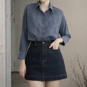 OEM ODM Haut à manches longues rayé en tissu doux pour femmes, à porter au quotidien - Product Image 1