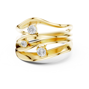 Vibe Match jewels Anillo de oro de 10 quilates con banda triple y detalles en CZ - Product Image 5