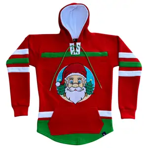 Santa Claus Giáng Sinh Vui Vẻ Lông Cừu Nặng Unisex Hockey Hoodie Với Tùy Chỉnh Nhãn Hiệu & Logo