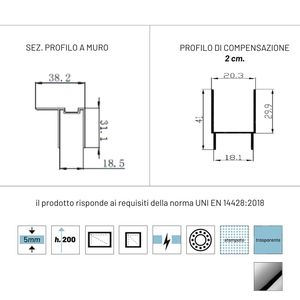 Bluma PS101 porta doccia pieghevole 5 mm cristallo cromato IX Box doccia regolabile 110 cm formato pieghevole tipo - Product Image 3