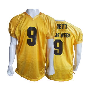 Camiseta de fútbol americano personalizable corta con ajuste personalizado, malla transpirable, diseño de cuello en V, entrenamiento de equipo de números cosido duradero - Product Image 6