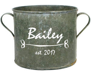 Jardinera de Metal Industrial Vintage, Acabado Plateado Antiguo, Maceta de Jardín de Acero Galvanizado, Jardinera Ovalada Decorativa de Metal para Hierbas - Product Image 3