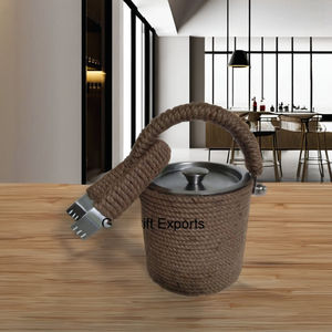 Seau à glace élégant en acier inoxydable fabriqué à la main avec poignée en corde durable pour le refroidissement des boissons pour les événements de fête - Product Image 5