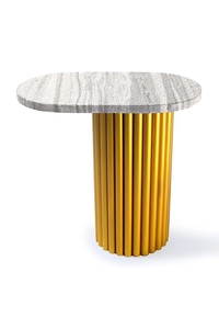 Meubles de luxe pour le salon, table basse ronde en marbre avec plateau, tables basses centrales en acier inoxydable doré - Product Image 2