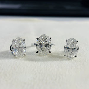 ต่างหูแบบกำหนดเองในแล็บคลาสสิกต่างหูชุบโรเดียมทองคำขาว14K ต่างหูรูปไข่ - Product Image 2