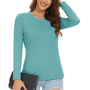 Camiseta clásica de mezcla de algodón suave para mujer con mangas cortas y escote redondo simple adecuada para ropa informal de viaje Servicio OEM - Product Image 1