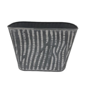 Venta caliente maceta ovalada moderna gris metálico con acabado antiguo blanco interior y exterior diseño antiguo maceta hecha a mano - Product Image 5