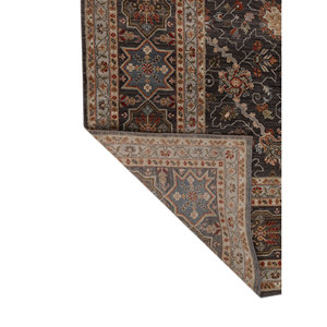 พรมขนสัตว์ถักมือ Cyanna สีเทา-ดำ สไตล์โบโฮ ลายเหรียญรูปสี่เหลี่ยมผืนผ้า สำหรับห้องโถง ห้องนั่งเล่น พรมปูพื้นบ้าน-SPR-46(Fr)(Va) - Product Image 5