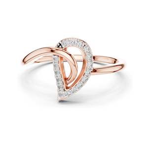 แหวนเพชรรูปหัวใจ 0.115 กะรัต สำหรับผู้หญิง ความใส VVS-VS EF ทอง 18KT, 14KT, 10KT และเงิน 925 สีโรสโกลด์, สีเหลือง, สีขาว - Product Image 1
