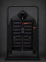 Veste d'hiver hybride pour homme de haute qualité, col montant, fermeture éclair intégrale, rembourrée, chaude, coupe-vent, thermique, pour les températures froides