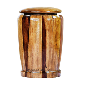 Forma redonda de madera mate hecha a mano Art Deco diseño moderno urna de cremación para adultos 4-5L capacidad Animal tema cenizas humanas - Product Image 2