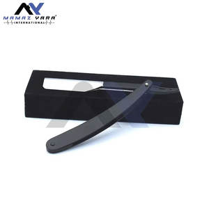 Rasoir droit de barbier en acier inoxydable massif noir avec logo personnalisé, jetable avec lame apparente pour un rasage de précision - Product Image 5