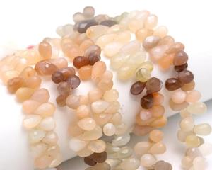 La mejor calidad, cuentas de Briolette facetadas de piedra lunar múltiple Natural pulida suave para joyería personalizada, cuentas de piedras preciosas reales - Product Image 1