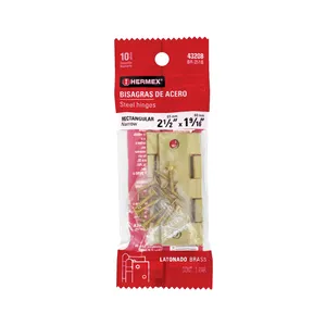 Set di 6 unità mobili rettangolari cerniere 2-1/2 'in acciaio ottone-placcato in una scatola con 2 cerniere rettangolari - Product Image 1