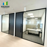 Cloison de bureau en verre trempé EBUNGE de 80 mm à fixation au sol avec cadre en aluminium pour espace de travail commercial