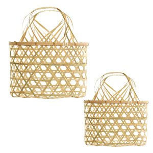Panier de rangement écologique en bambou durable fait à la main avec poignée pour emballage cadeau artisanat du Vietnam - Product Image 1