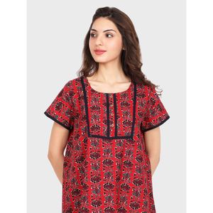 Camisón Largo Estampado de Algodón Color Granate para Mujer, Marca Evolve, Ropa de Dormir Súper Cómoda y Suave para el Verano, Ropa Casual para el Hogar, Talla 3XL - Product Image 1