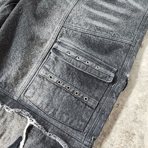 Fabricante de ropa de calle personalizada, pantalones vaqueros apilados Vintage con lavado ácido, pantalones vaqueros para hombre, pantalones vaqueros de calle con diamantes de imitación de cristal para hombre - Product Image 3