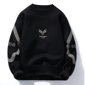 Sweat uni à manches longues en coton pour hommes avec col ras du cou personnalisé pour hommes pas cher de haute qualité - Product Image 2