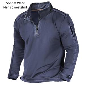 Sweat-shirt en velours côtelé décontracté pour homme, manches longues, col montant, pull-over - élégant et confortable, manches longues en velours côtelé - Product Image 2