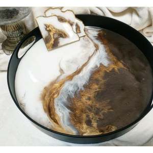 Atractiva bandeja de servicio de resina de diseño hecho a mano de una sola pieza con calidad extra premium a las mejores tarifas - Product Image 1