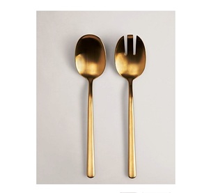 Venta caliente 114 piezas de acero inoxidable latón cobre Servidor de ensalada juego de cubiertos mejores herramientas de cocina para servir ensalada - Product Image 2