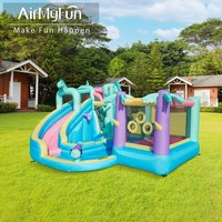 Castillo Inflable con Piscina, Diseño de Dibujos Animados para Patio Comunitario, Área de Juegos Separada, Marca Privada Disponible