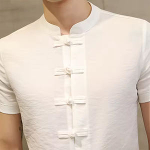 Camisa de lino de verano para hombre al por mayor, algodón transpirable, cuello mandarín, estilo chino, informal, holgado, proveedor B2B - Product Image 6