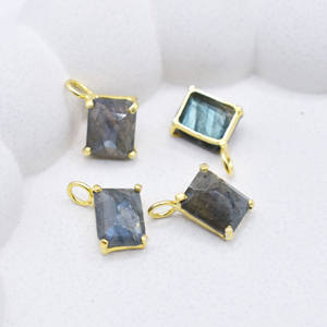 Collier en labradorite serti à griffes, forme rectangulaire, pierre précieuse facettée, collier à boucle unique, collier statement - Product Image 5