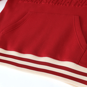 Sudadera de Mujer para Invierno, Cuello Redondo, Cierre de Cremallera, Lana Chenilla, Bordado 3D Rojo, Técnica de Lavado Ácido, Puños Acanalados, 360g - Product Image 4