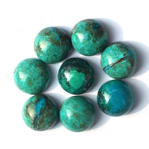 100% Chrysocolle naturelle de qualité supérieure Forme ronde Chrysocolle Calibré Flatback Cabochon Gemstone Disponible en tailles Wow Qualité - Product Image 1