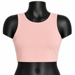 Top Deportivo Corto sin Mangas para Mujer, Color Rosa Claro, Suave y Elástico, para Fitness, Yoga, Gimnasio, Ropa Deportiva al por Mayor, OEM - Product Image 1