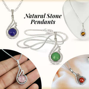 Collar con Colgante de Piedra de Cristal Natural con Cadena de Metal - Estilo Locket - Product Image 3