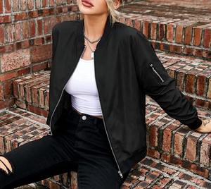 Trending Style Women's <b>Real</b> <b>Leather</b> Bomber <b>Jacket</b> High Quality Raw Printed Customizable Colors - Product Image 6