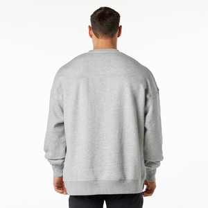 Sweatshirts décontractés pour hommes Oversize Rib Round Neck Solild Color Logo personnalisé Hoodies Heavyweight Cotton Pullover Sweatshirt - Product Image 2