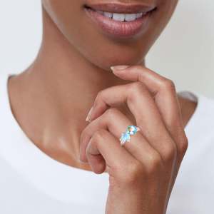 แหวน Jeulia Hug Me Naughty Seal ทรงกลม ตัดแบบรอนด์คัท เงินสเตอร์ลิง ประดับพลอยธรรมชาติ ชุบทอง - Product Image 6