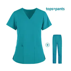 Scollatura a V cotone Unisex di alta qualità medico scrub vestito medico infermiere lavoro uniforme scollo a v set uniforme ospedale