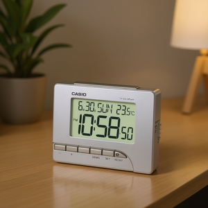 Silver DQ 747 8EF Projection LCD Alarm <b>Clock</b> with Temperature Sensor <b>Desk</b> <b>Clock</b> with Calendar Display - Product Image 3