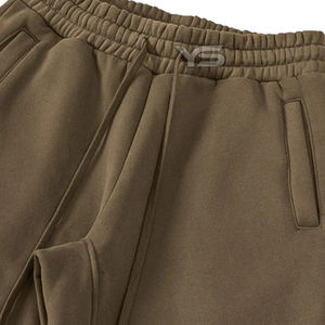 Pantalon de jogging en molleton de coton pour hommes taille moyenne Style décontracté hiver coupe-vent cordon de serrage teint uni droit - Product Image 4