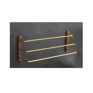 Brass Modern Standing <b>Towel</b> Rack and <b>Rail</b> <b>Holder</b> for Bathroom and Kitchen Home Use - Product Image 1