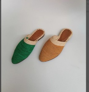 Natural Raffia <b>Shoes</b>, Raffia slippers for Women, Handmade Raffia Slippers, Summer Sandals, Raffia Mules, Moroccan Raffia - Product Image 1