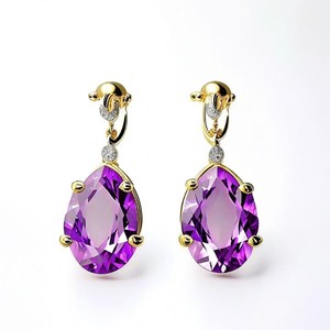 Joyería de moda hermosa forma geométrica elegante pendientes de gota de amatista azul para mujer pendiente - Product Image 6