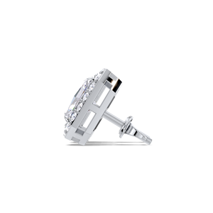 IGI Certified Lab Grown Diamond Radiant Cut Halo <b>Stud</b> Earrings Solid 925 Sterling <b>Silver</b> Rectangular Halo Diamond <b>Studs</b> - Product Image 3